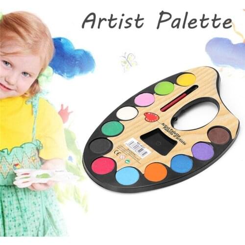 12 Color Professional Artist Palette Paints Set Hand Wall Textile Painting Brush