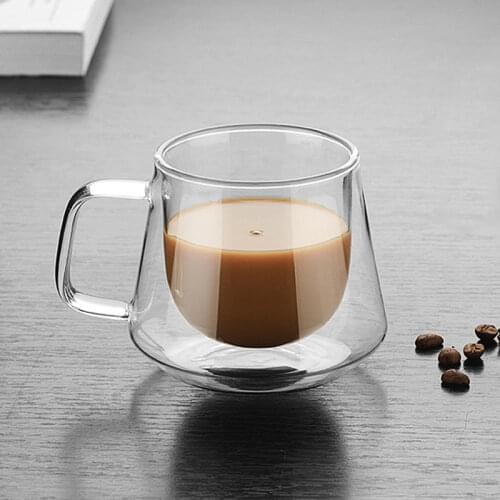 Transparent Double Bottom Glass Coffee Cup Milk Whiskey Tea Beer Heat Resistant Cocktail Vodka Wine Mug Drinkware Tumbler Cups