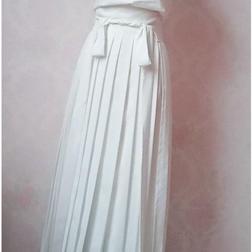 Dropshipping High Quality Ladies Fashion Chinese Hanfu Tennis Long Harajuku Skirt White Maxi Pleated Skirts Womens 2021