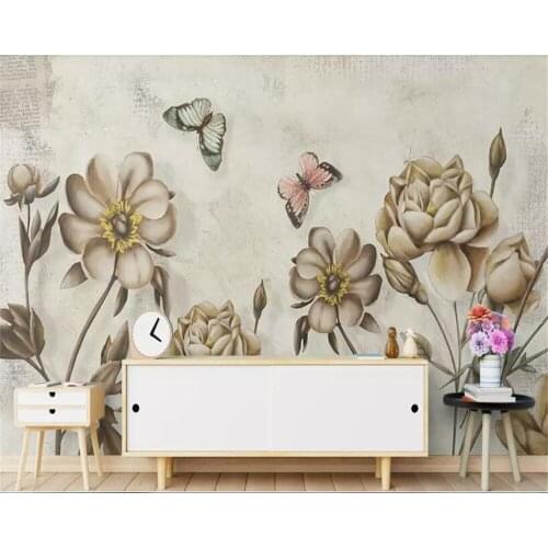 Beibehang mural European retro vintage fashion watercolor rose oil painting floral wallpaper background papier peint mural 3d
