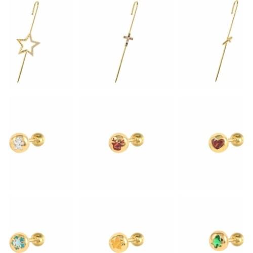 Viny Elk Snowflake Dagger Cross Five Pointed Star Earrings For Women 925 Sterling Silver Piercing Stud Pendientes Jewelry 2021