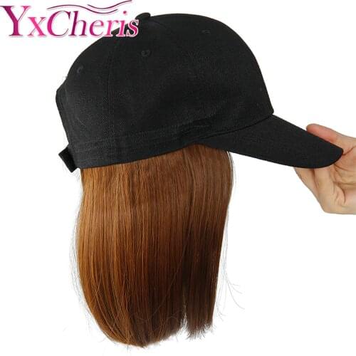 Synthetic Wig Hat Baseball Cap With Short Straight Curly Blonde Wig For Women Female Heat Resistant Fiber Pixie Cut Short Wig