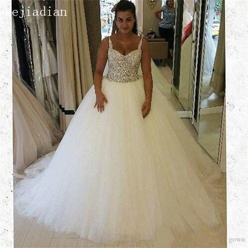 Vestido de noiva Bridal dress crystal Wedding Dress spaghetti straps sweetheart beaded 2021 ball gown Wedding gown Casamento
