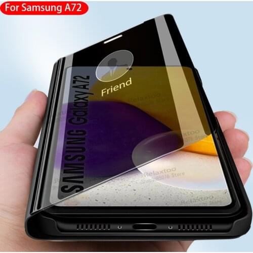 Smart mirror flip case For samsung galaxy a72 case magnetic stand phone cover For samsung a 72 72a sm-a725b a726 galaxya72 coque