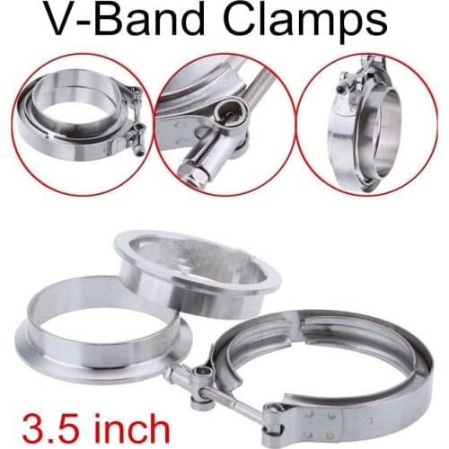 3.5" inch Stainless Steel V-Band clamph and flat flanges Kit for Turbo Exhaust Downpipes new arrival