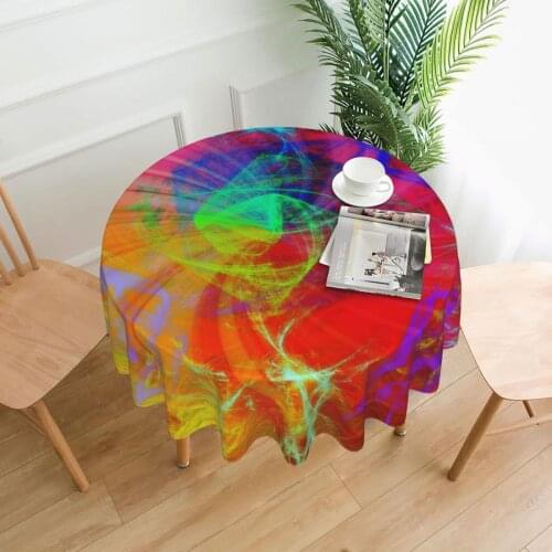 Tie-dyed Color Waterproof Printed Tablecloth Round Table Cover Tea Table Cloth Rural Rectangular Cover Cloth Home Decoration