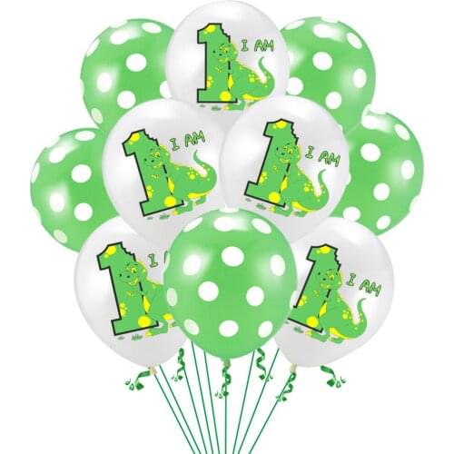 10pcs Cartoon Dinosaur 1st Birthday Balloon One 1 Year Old First Happy Birthday Party Decor Latex Balloon Baby Shower Supplies