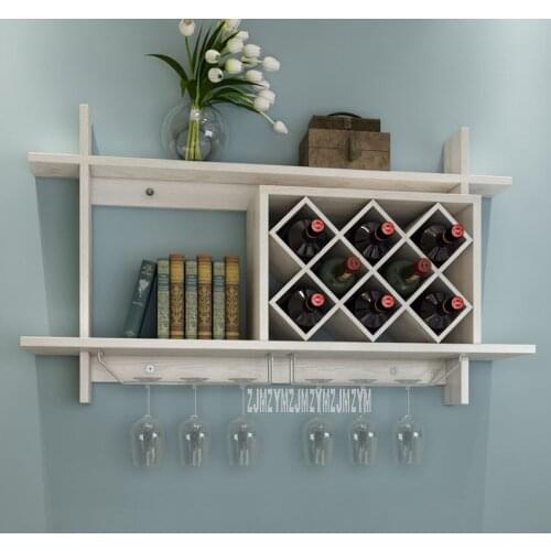 100cm Wall Mounted Restaurant Wine Rack Wood Wall Hanging Champagne Red Wine Bottle Shelf Decoration For Home Living Room