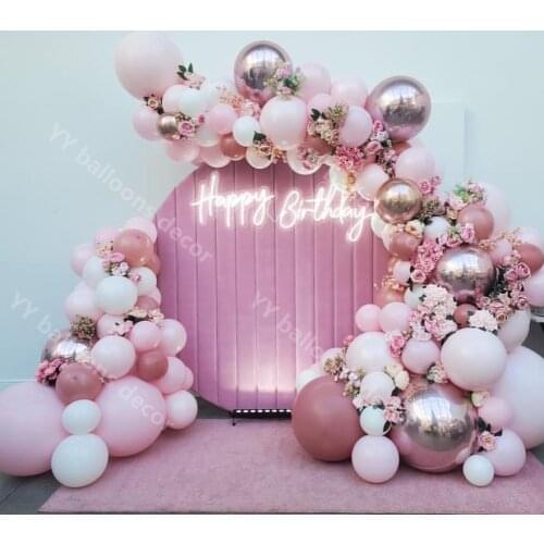 105pcs Balloons Garland Arch Kit Pastel Retro Pink White 4D Rose Gold Balloons Wedding Birthday Baby Shower Party Decoration