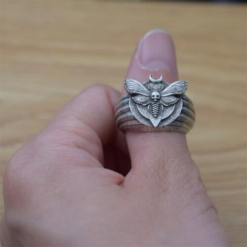 12pcs Wiccan DeathS Head Hawkmoth Ring Mystical Esoteric Moon Butterfly jewlry Ring