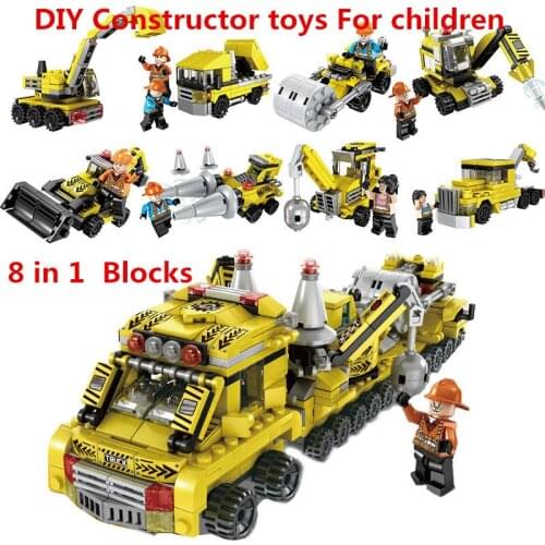2020 New Products Hot educational toys City Construction Vehicle 8-in-1 Building Blocks DIY Constructor toys For children
