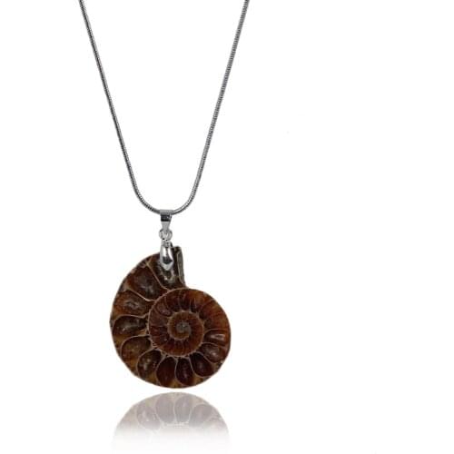 30mm Screw Fossils Pendant Necklaces Pendulum Snake Chain Healing Chakra Reiki Feng Shui Energy Stone Jewelry Free shipping