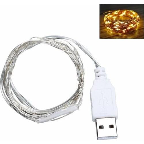 30 LED USB String Lights Silver Wire Garland Waterproof Fairy Lamp Christmas Wedding Party Decoration W0YA