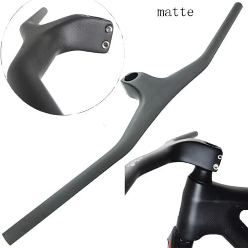 3K Carbon MTB Bicycle Riser-17 degree One-shaped Integrated Handlebar With Stem Black Matte Carbon MTB Handlebar