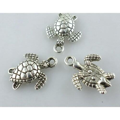 5pcs Charms Turtle Tortoise Sea 16x12mm Antique Bronze Silver Color Pendants DIY Craft Making Findings Handmade Tibetan Jewelry