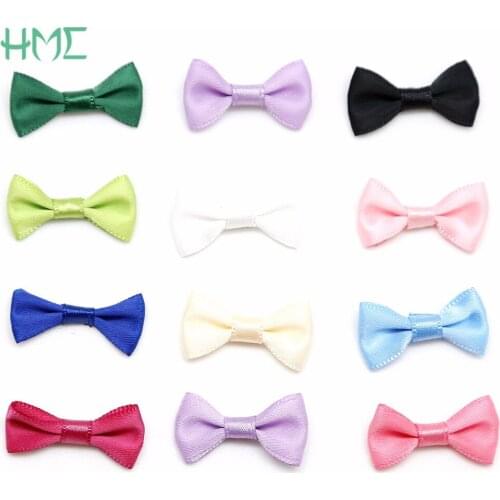 50Pcs/lot Mix Colors Handmade Satin Ribbon Bows Wedding Dress Scrap booking Embellishment Sewing Accessories Clip Accessories