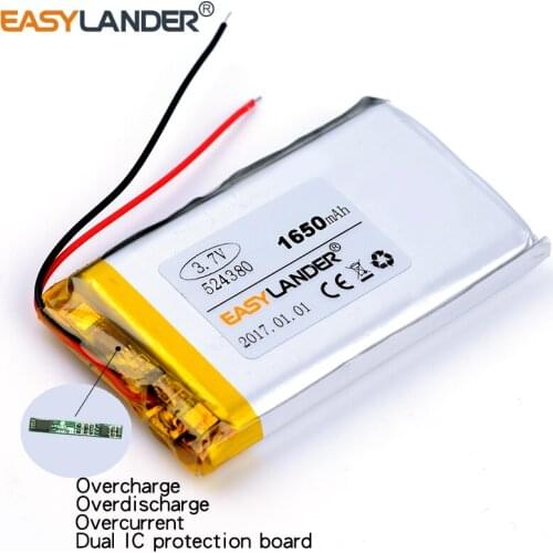524380 3.7V 1650mAh Rechargeable li-Polymer Li-ion Battery For TOYS POWER BANK GPS DVR MID mp3 mp4 cell phone speaker 504580
