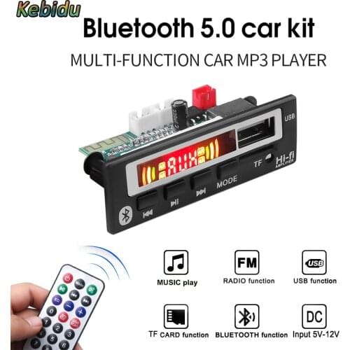Kebidu Car Audio USB TF FM Radio Module Wireless Bluetooth 5V 12V MP3 WMA Decoder Board MP3 Player with Remote Control For Car