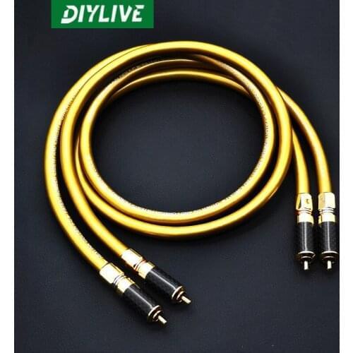 DIYLIVE 0.5 meters HiFi High end 2RCA male to male audio cable with carbon fiber RCA plug connector 3m 5m