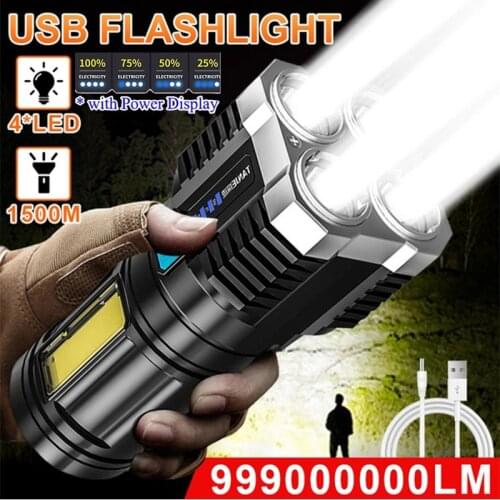 Quad-Core Bright LED Flashlight Strong Light Rechargeable Super Bright Small Special Forces Outdoor Multi-Functional Spotlight