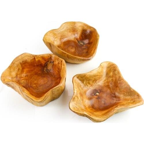 Wooden Bowl Root Carving Fruit Plate Dried Fruit Plate Candy Dish Grid Wood Root Carving Tray Mixing Bowl Kitchen Tool Organizer