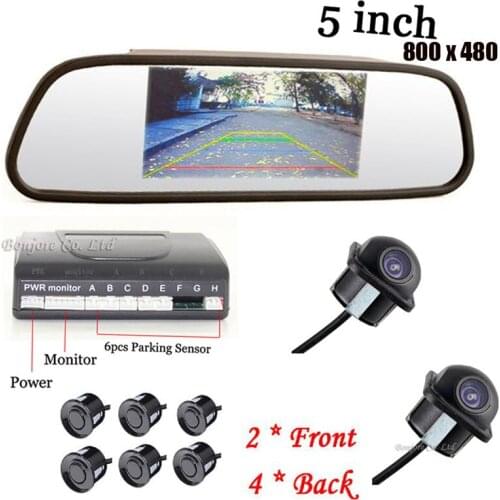 Dual Core Car Parking Assistance 6 Sensor Reversing Radar Video all-in-one Connect 5'' Car Monitor and Rearview/Front Camera
