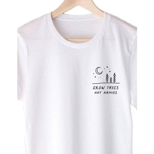 Grow trees not armies camisetas aesthetic grunge graphic t shirt women kawaii funny unisex tumblr tee top tshirt Drop Shipping