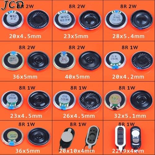 JCD 8 ohm 8R 1W 2W Horn speaker 20mm 22mm 23mm 26mm 28mm 32mm 36mm 40mm Diameter Loudspeaker Loud Speaker Replacement Part