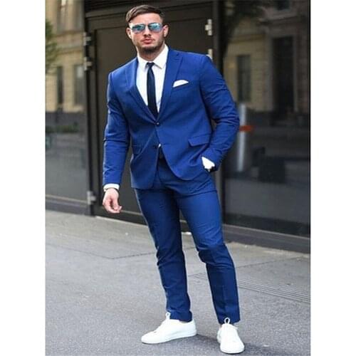 Mens classic suit two-piece suit (jacket + pants) latest slim fashion suit wedding groom groomsmen dress custom