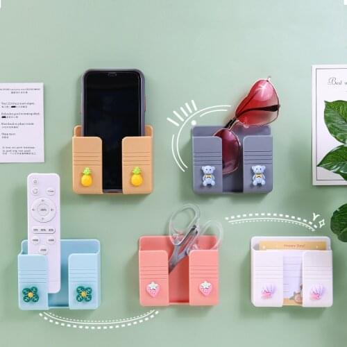 Creative Cartoon Wall Storage Box Nail-free Mobile Phone Charging Remote Control Organizing Box