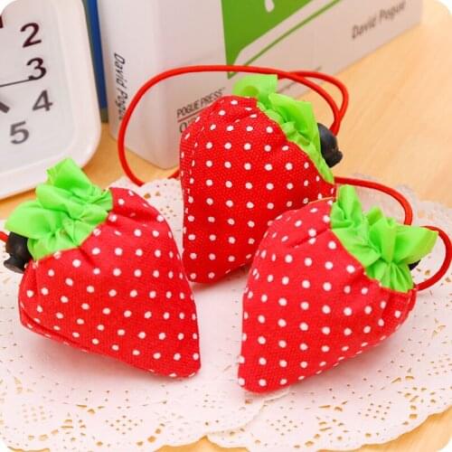 Hot 1PC Large Strawberry Eco Shopping Travel Tote Bag Folding Reusable Grocery Nylon Bag Cleaning Bag Storage Bags Dropshipping