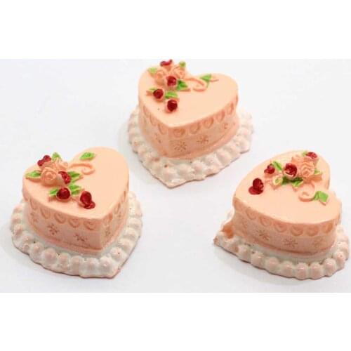 Cute 3D Resin Heart Cake Dessert Simulation Miniature Food Art Flatback Cabochon Accessories Craft DIY Craft