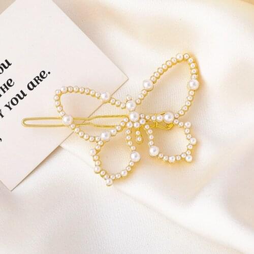 Fashion Pearls Acrylic Hair Clips Ins Women Butterfly Hairpins Sweet Hair Ornament Barrettes Hair Clip Hairgrip Hair Accessories