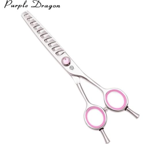 Hair Thinning Scissors Purple Dragon 6Inch Stainless Hairdressing Scissors 10 / 18 Teeth 2006# Professional Shears Finger Rings