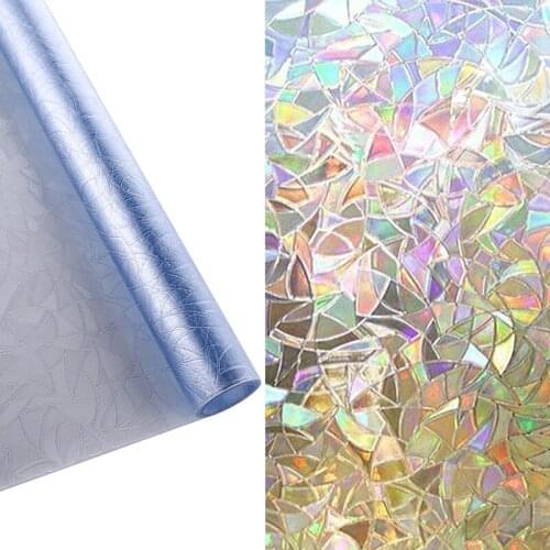 3D Rainbow Effect Window Films Privacy Film Decorative Stained Glass Decals Anti-UV Non-Adhesive Static Cling Glass Sticker
