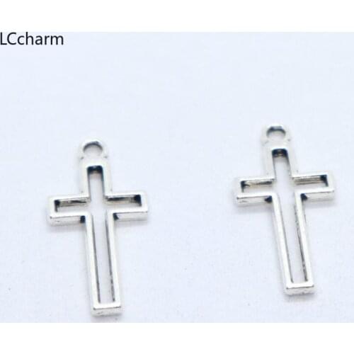 Wholesale 80pcs Tibetan Silver Hollow Cross Crafts Charms Pendants Beads 11x23mm DIY Jewelry Making