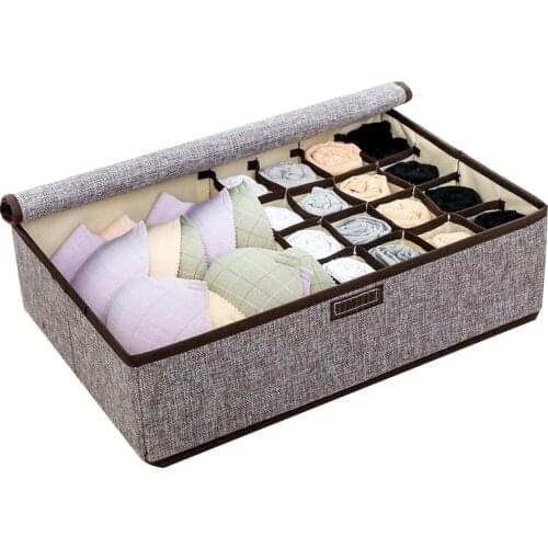 17 Cells Underwear Bra Organizer Storage Box With Cover Wardrobe Drawer Organizers Boxes For Closet Underwear Scarves Socks Bra