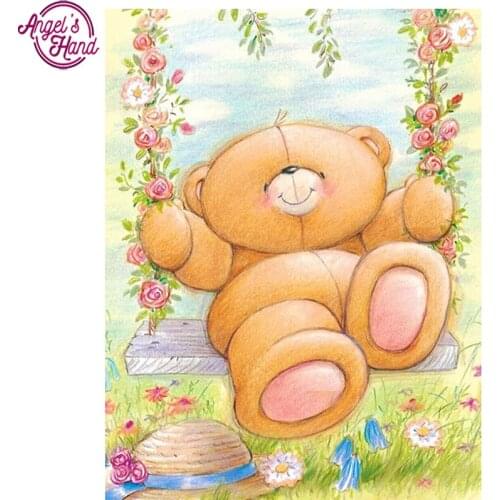 Full square diamond 5D DIY diamond embroidery cute Bear in garden diamond painting Cross Stitch Rhinestone mosaic decoration