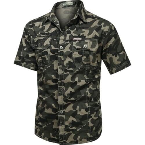 Ymwmhu 100% Cotton Shirt for Men Short Sleeve Camouflage Fashion Summer Clothes Moto&biker Style Man Shirt Plus Size 5XL