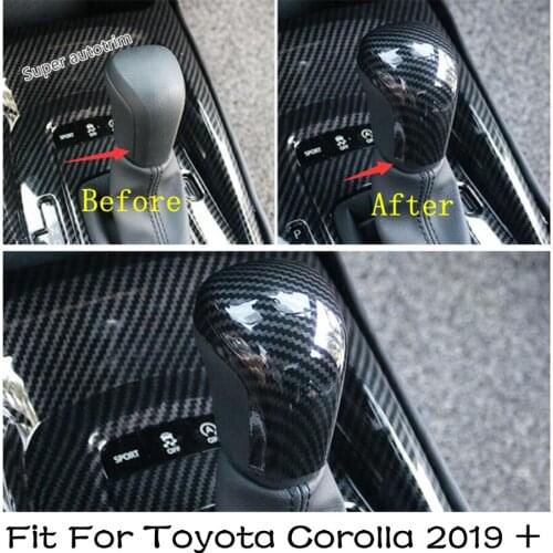 Gear Shift GearShift Head Knob Frame Cover Trim Fit For Toyota Corolla 2019 2020 2021 Carbon Fiber ABS / Accessories Interior