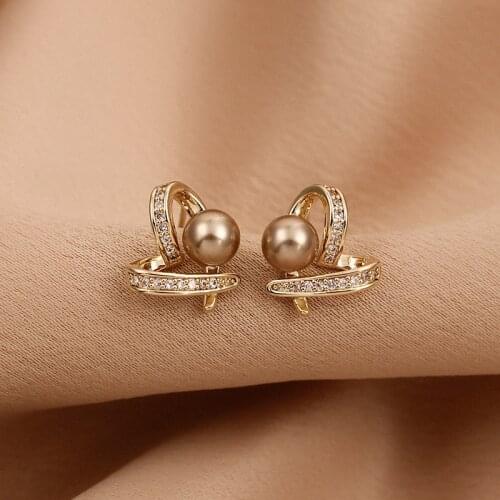 XIYANIKE Gold Color Heart Rhinestone Stud Earrings Cute Simple Geometric Alloy Earrings 2021 New For Women Gift Fashion Jewelry
