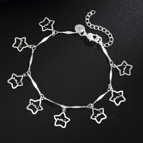 Special offer charm 925 sterling Silver Cute star Chain Bracelets for Women Fashion classic Wedding Party Christmas Gift Jewelry