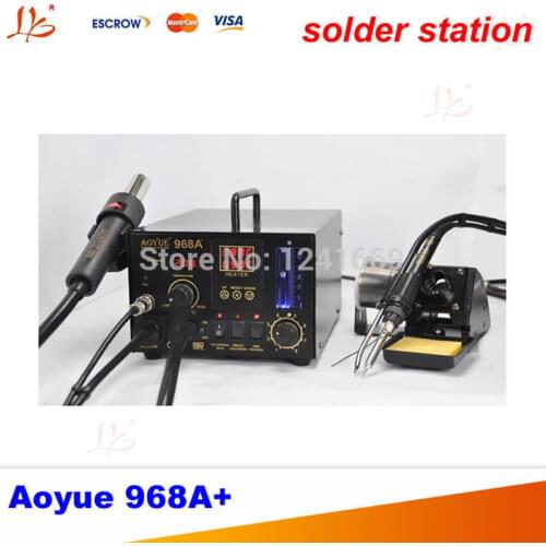 Special 220V Aoyue 968A+ digital SMD solder station hot air gun 3 in 1, Aoyue968A+ Multi-function Repairing System