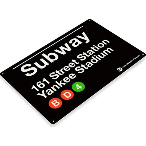 Yankee Stadium New York Street Subway 161 Retro Wall Bar Decor Metal Tin Sign 16x12in