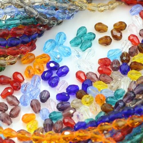 ZHUBI Crystal Teardrop Beads 3*5/6*8mm Straight Hole Glass Faceted Drop Spacer Beads DIY Making Wholesale Jewelry Accessories