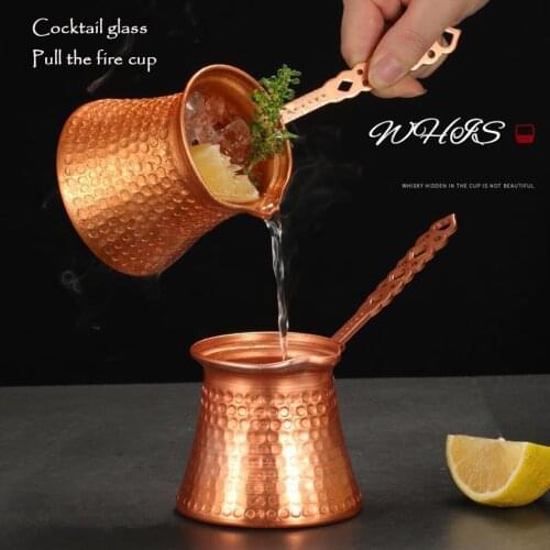 330ML Turkish Coffee Pot Hammered Copper-Colored Metal Coffee Cup Cocktail Glass Copper Plating Aluminum Alloy Flame Cup