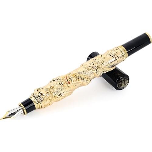 Vintage Eastern Dragon Style Fountain Pen Brand Metal Fine Iraurita Nib 0.5mm Ink Pens Writing Stationery School Office Supply