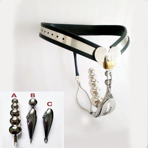 Female Stainless Steel Chastity Belt Pants With Vaginal/Anal Plug BDSM Bondage Strapon Erotic Chastity Device Sex Toy For Woman