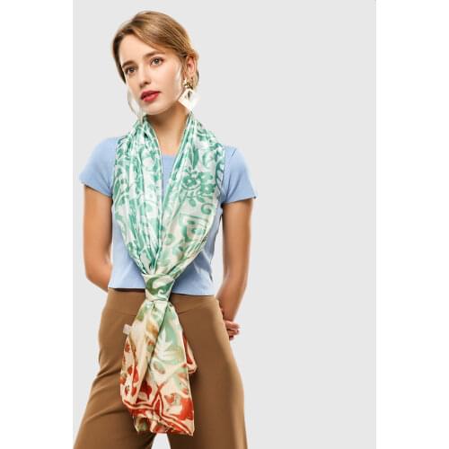 Spring Soft Silk Scarf for Women Gradient Butterfly Large Shawl Travel Wrap Print Foulard [3375]