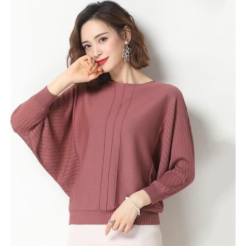 2021 Spring and Autumn New Bat Sleeve Sweater Female Long-sleeve Round Neck Loose Shirt Female Paragraph Bottoming Shirt Y94